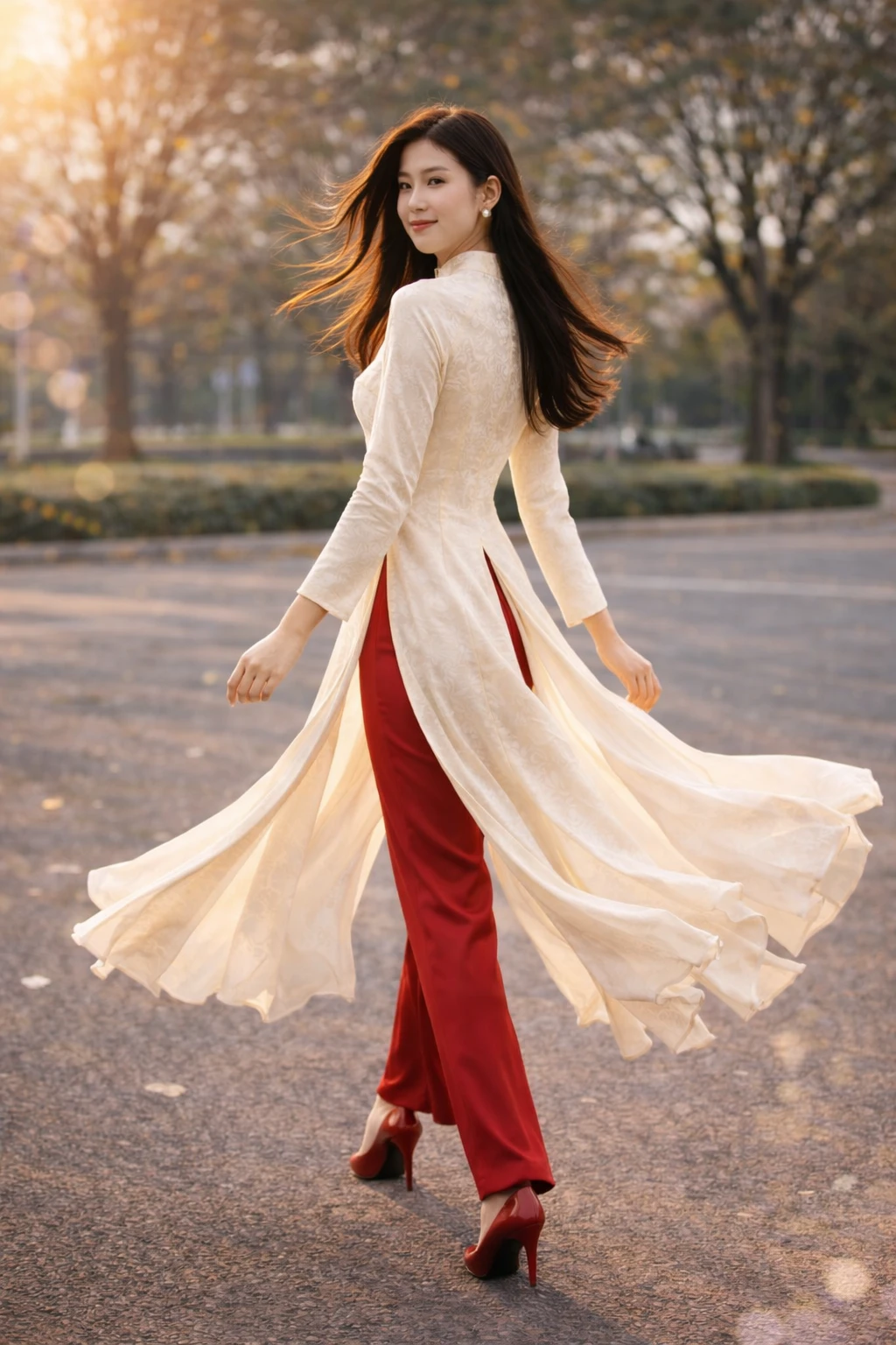 Áo dài  chữ thọ 8 tà - A06