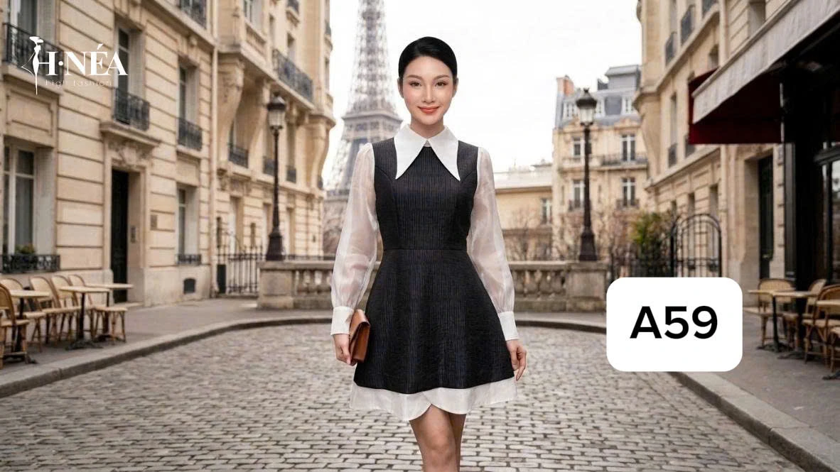 ĐẦM CỔ SEN PHÁP A59