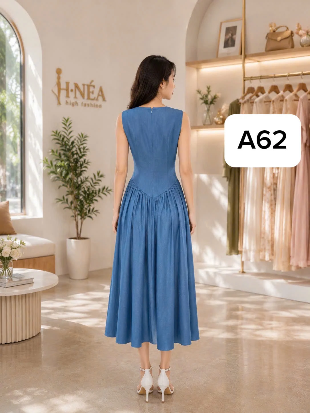 Đầm Dáng Xòe Eo Tôn Dáng Xanh Navy A62